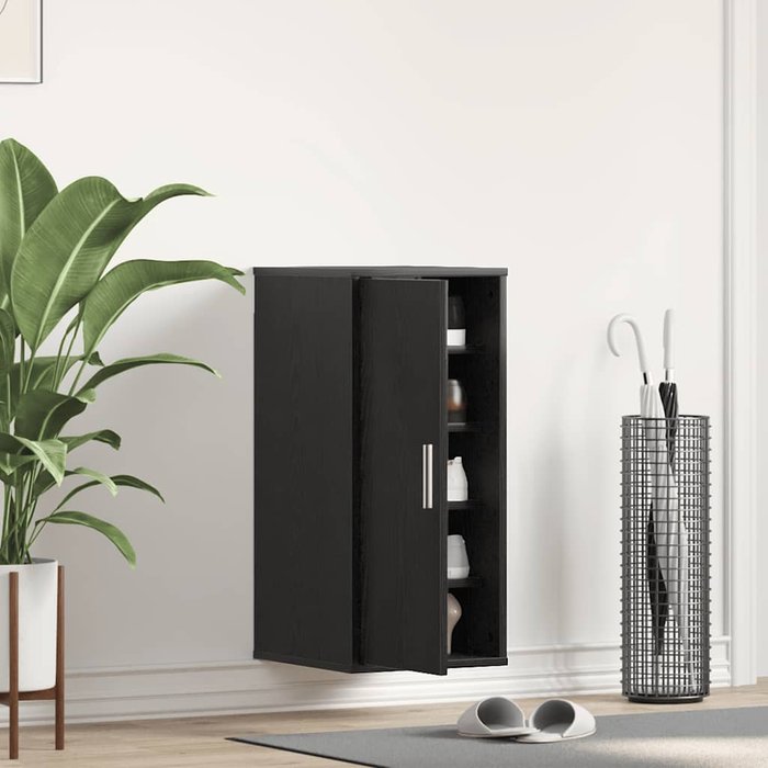 Zapatero de roble negro 32x35x70 cm madera de ingeniería