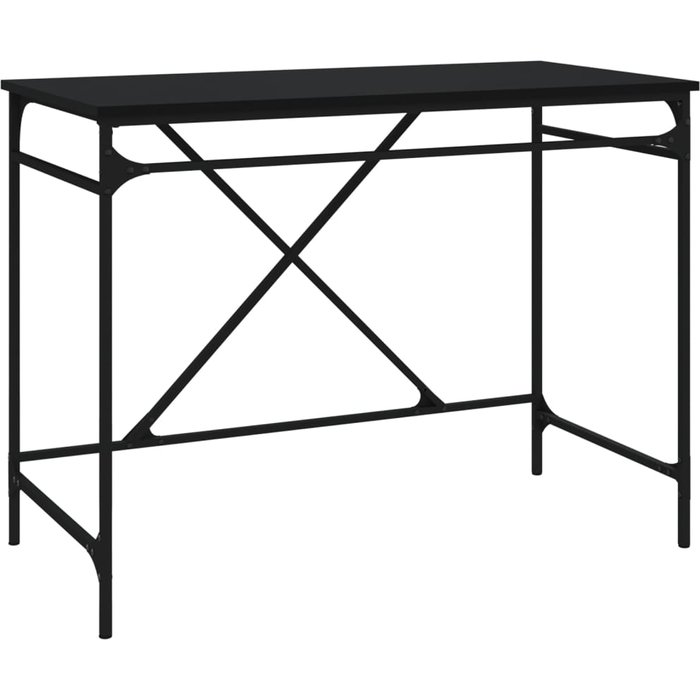 Escritorio de hierro y madera contrachapada negro 100x50x75 cm - comfortxl