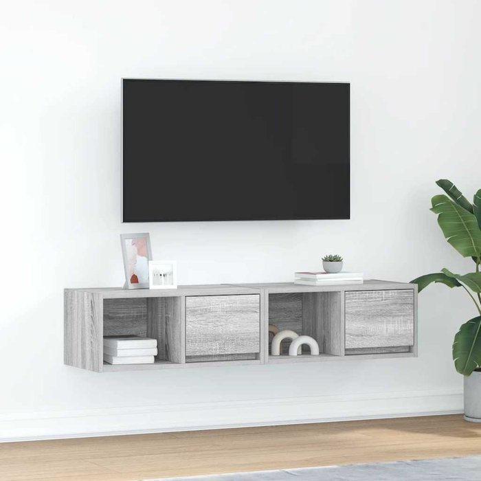Mueble de tv de 2 piezas en gris sonoma, 60 x 31 x 25,5 cm, madera de ingeniería