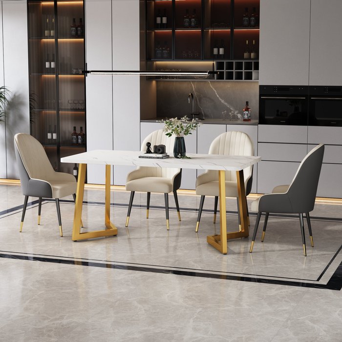 Mesa de comedor para 4 a 6 personas, 117x68cm, mdf, blanco