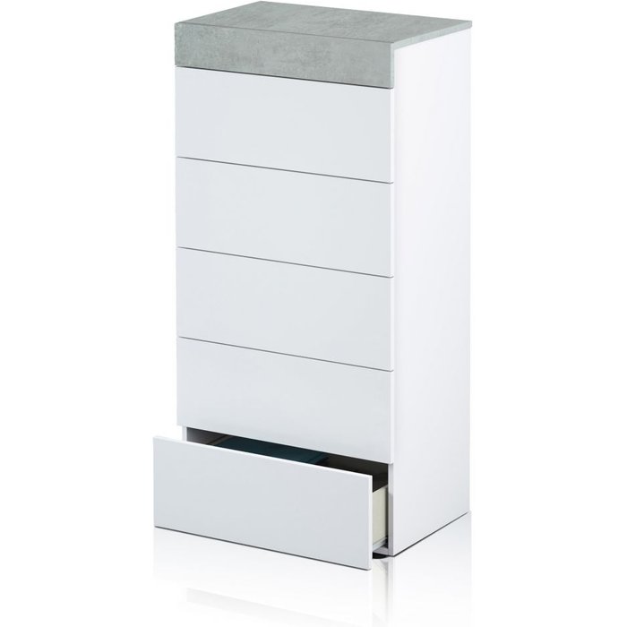 Cómoda chifonier axel blanco artik (blanco mate) - gris cemento 61 x 118 x 40 cm