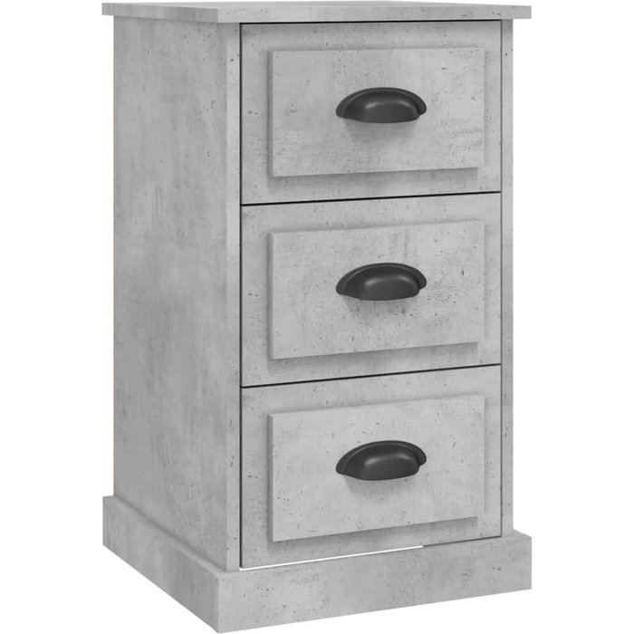 Mesita de noche gris hormigón 39x39x67 cm de madera contrachapada