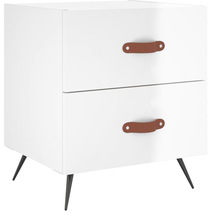 Mesita de noche madera de ingeniería blanco brillo 40x35x47,5cm - comfortxl