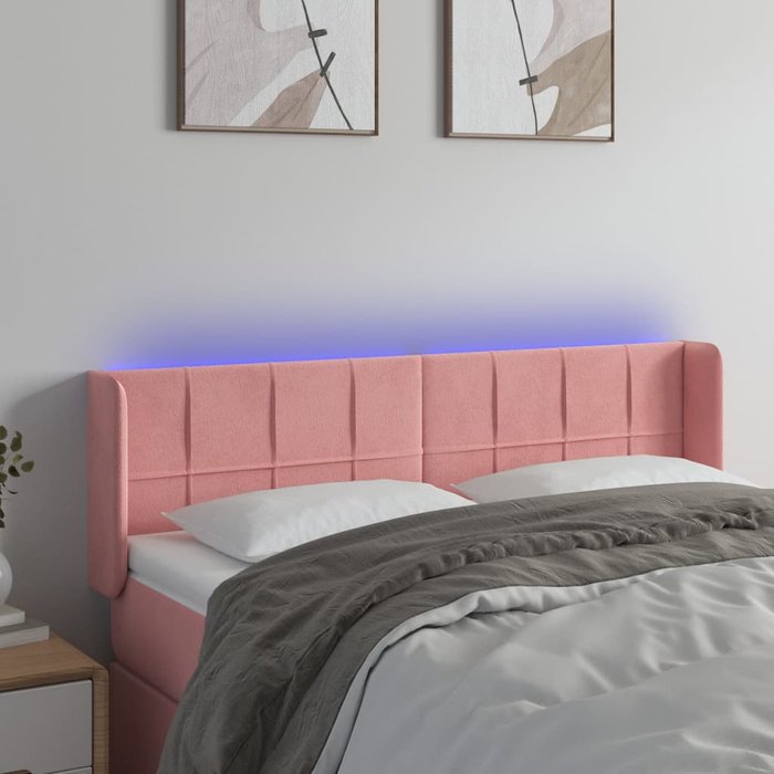 Cabecero con led de terciopelo rosa 147x16x78/88 cm - comfortxl