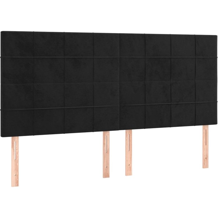Cabecero cama - mueble cabecero terciopelo negro 180x5x118/128 cm
