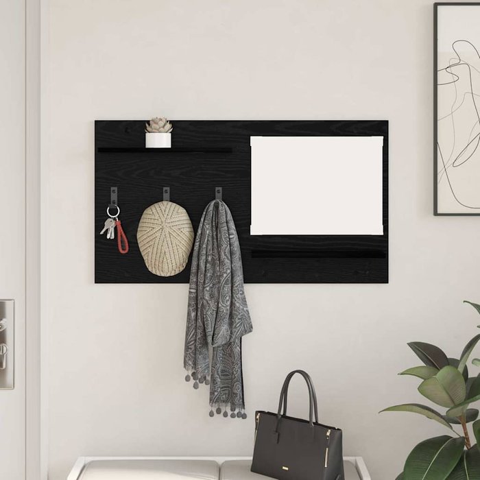 Perchero de pared con estante, roble negro, 90 x 10 x 50 cm