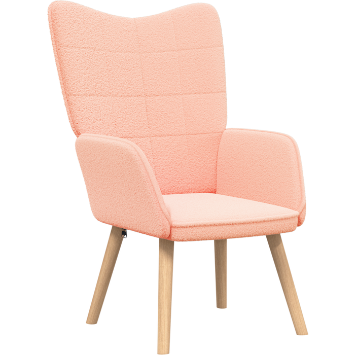 Silla de relax | sillón relajante de tela tipo lana rizada rosa cfw470498