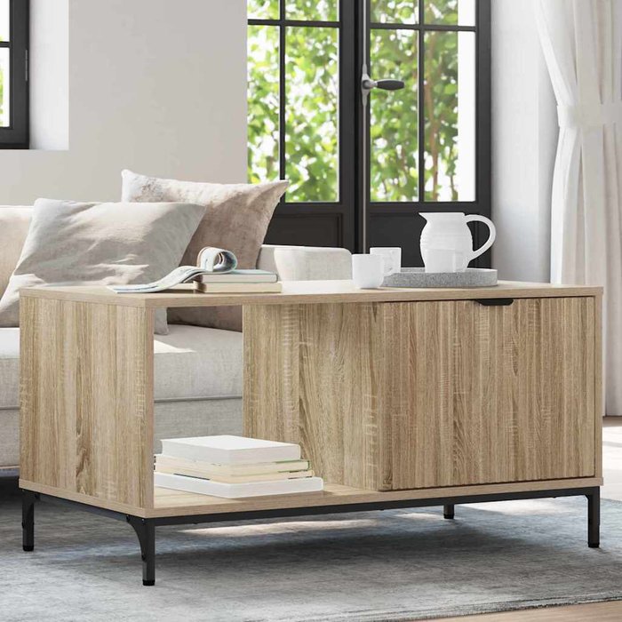 Mesa de café roble sonoma 90 x 49 x 46 cm madera contrachapada