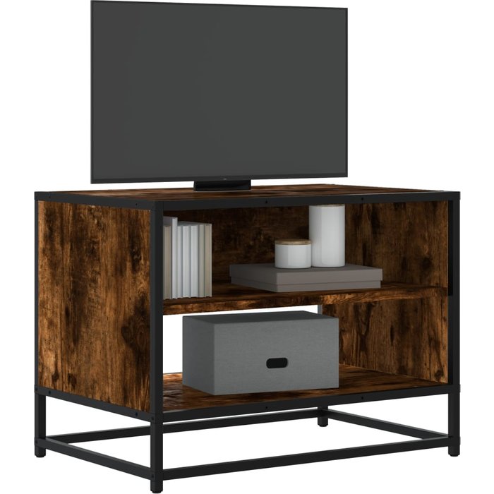 Mueble tv roble ahumado 61x40x46 cm madera contrachapada y metal
