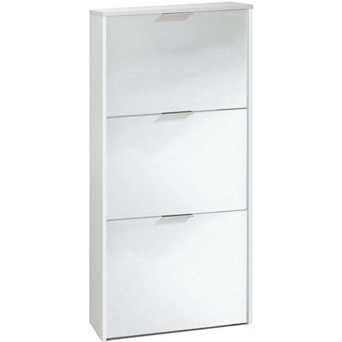 Zapatero de 3 puertas con capacidad para 18 pares, color blanco brillo
