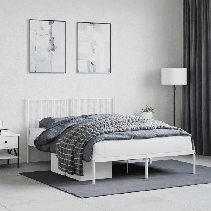 Estructura cama sin colchón con cabecero metal blanco 140x190cm vidaxl