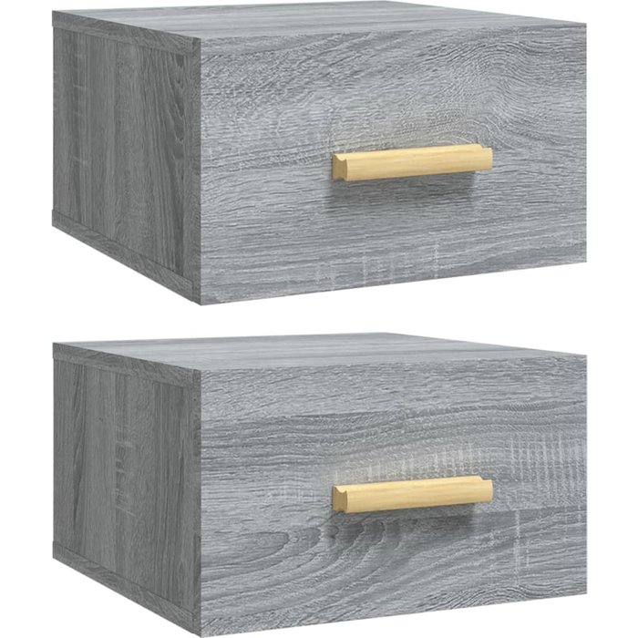 Mesitas de noche de pared 2 piezas sonoma gris 35x35x20 cm