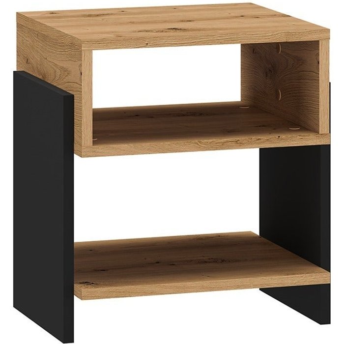 Mesita de noche tara madera y negro