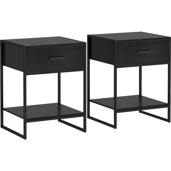 Mesillas de noche homcom melamina de madera, acero negro 45x40x60 cm