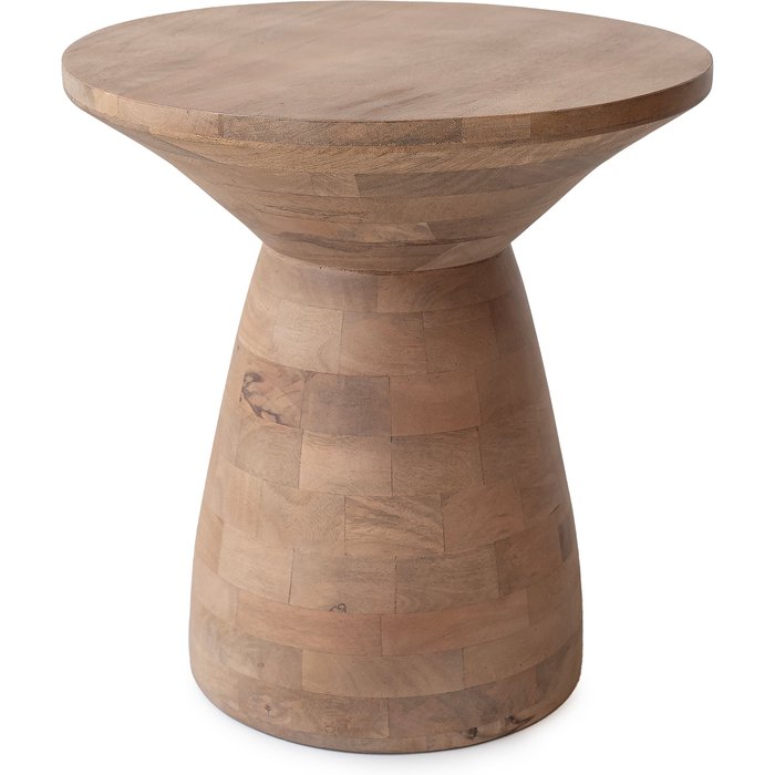 Mesa auxiliar madera natural reloj de arena 45x45x48cm