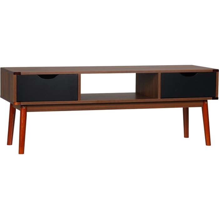 Mueble tv 50 mesa salón 2 cajones estilo moderno 122x39x46cm teca