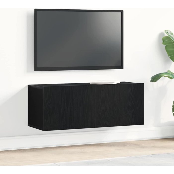 Mueble de tv, roble negro, 80 x 30 x 30 cm, madera de ingeniería