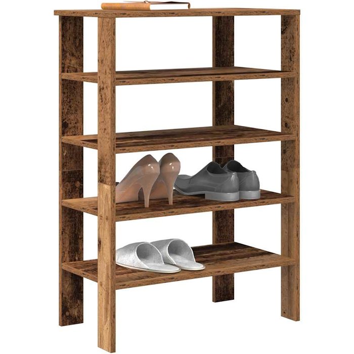 Zapatero de madera envejecida, 61x32x87,5 cm, madera de ingeniería.