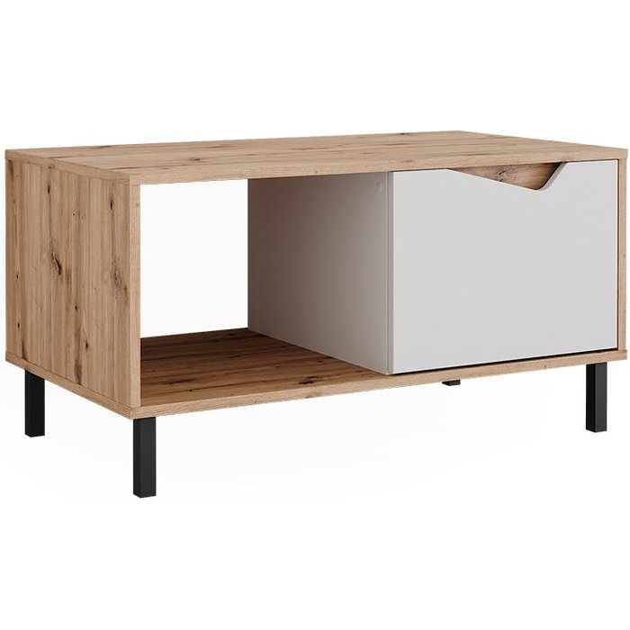 Vicco mesa de centro marelle, blanco/artesano, 90 x 50 cm con 1 puerta