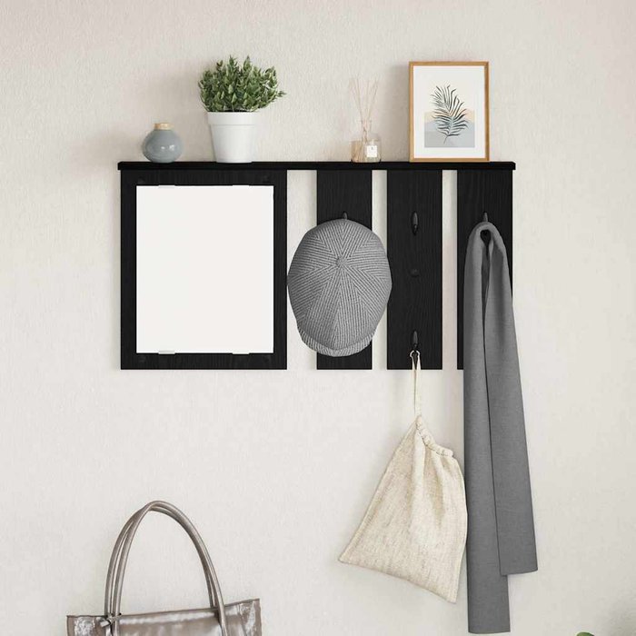 Perchero de pared con estante, roble negro, 85 x 10 x 45 cm
