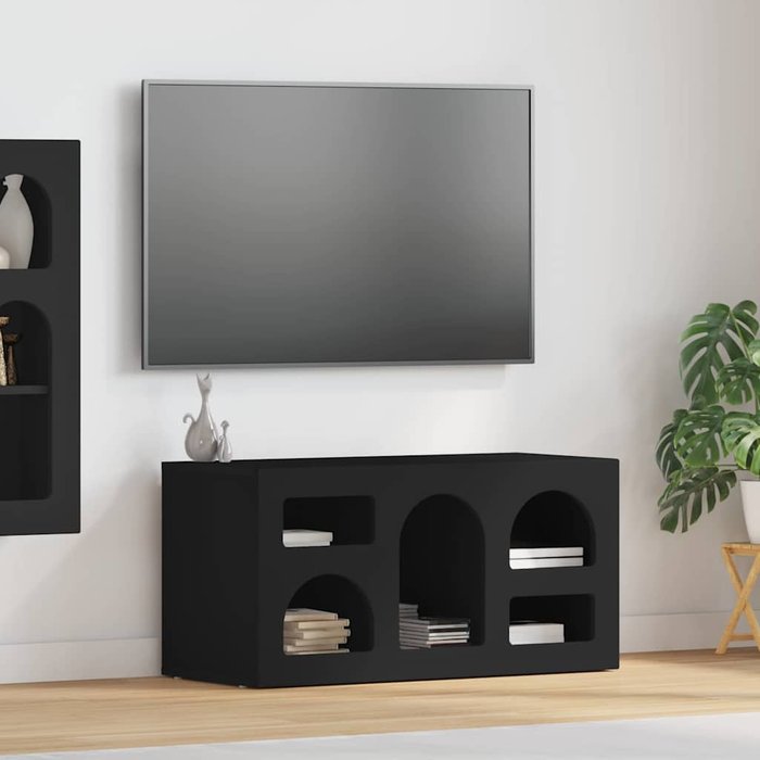 Mueble de tv negro 80 x 35 x 40 cm madera de ingeniería