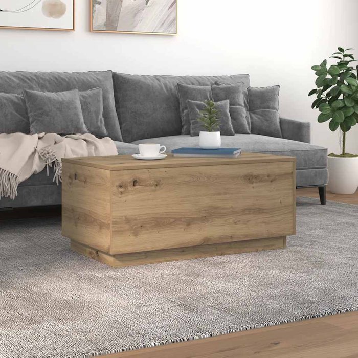 Mesa de centro con luces led roble artisan 90x50x40 cm