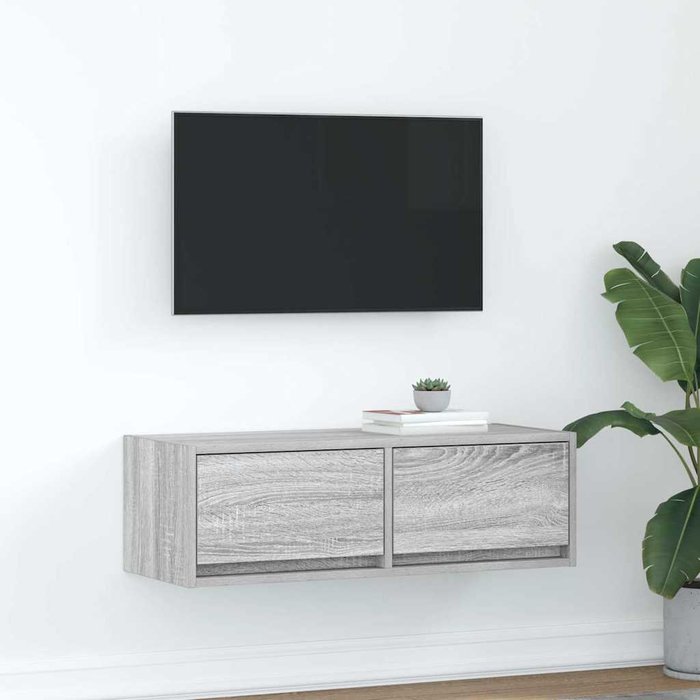 Mueble de tv madera de ingeniería gris sonoma 80x31x25,5 cm