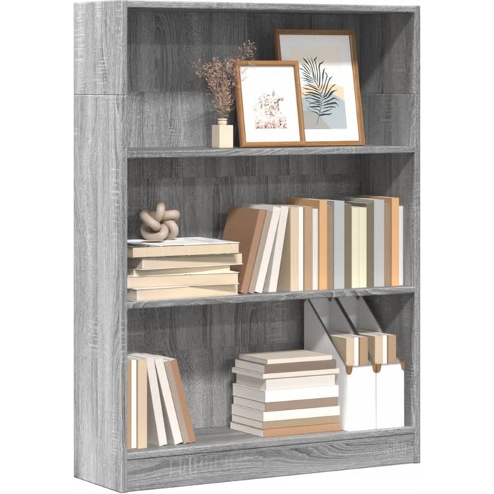 Librería sonoma gris 80x24x109 cm madera contrachapada
