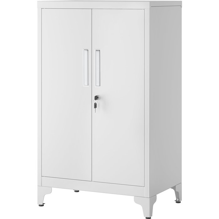 Armario metálico, archivador oficina, 2 puertas, cerradura, acero, gris mate