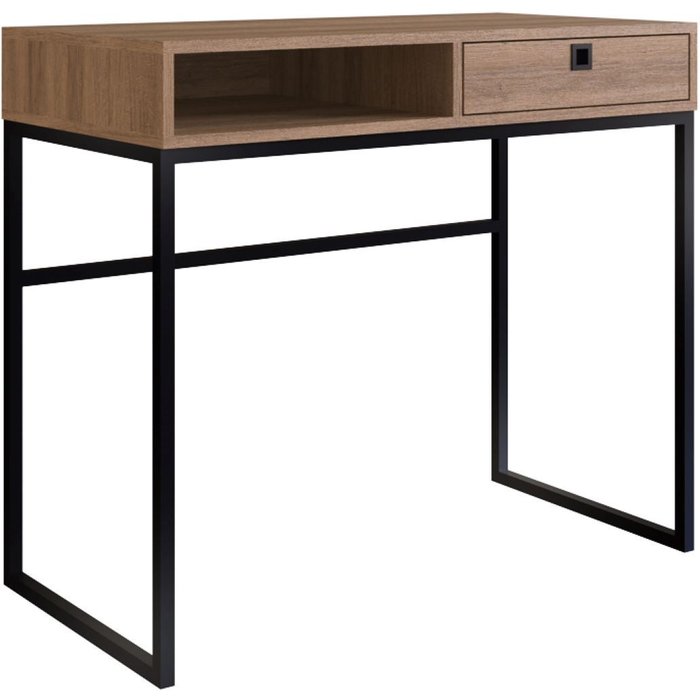 Mesa escritorio 1 cajon negro/miel 75x90x45 cm