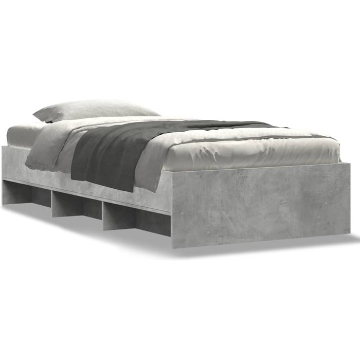 Vidaxl estructura de cama madera de ingeniería gris hormigón 90x190 cm