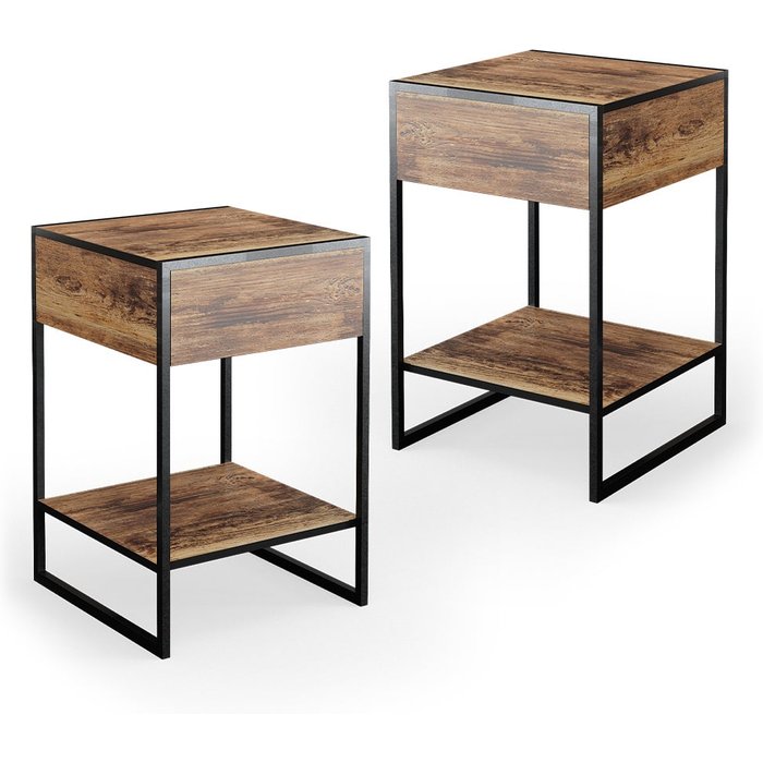 Vicco mesa de noche fyrk, madera antigua, lote de 2