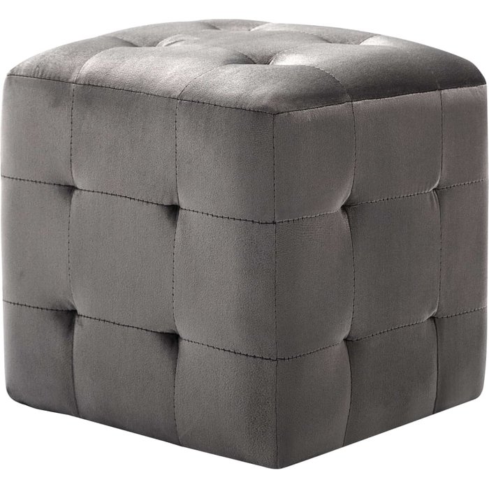 2 uds mesitas de noche gris 30x30x30 cm tela terciopelo