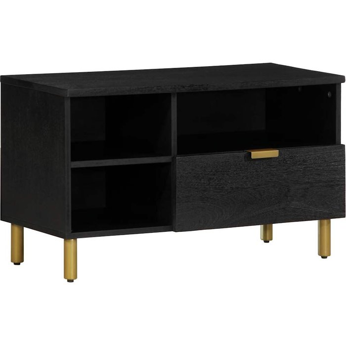 Mueble de tv negro 80x33x46 cm madera contrachapada