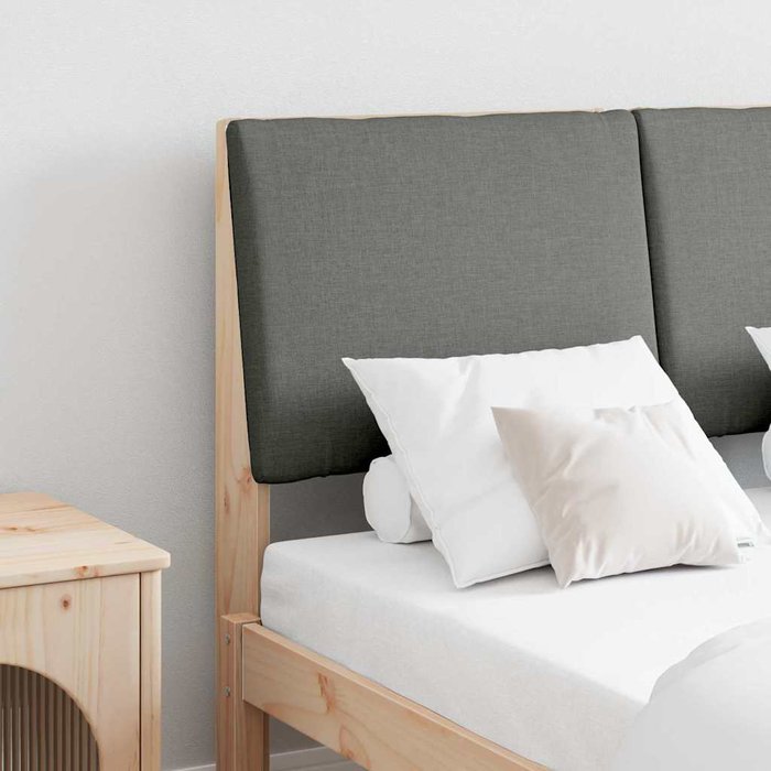 Cabecero tapizado gris oscuro 120 cm madera de pino macizo vidaxl