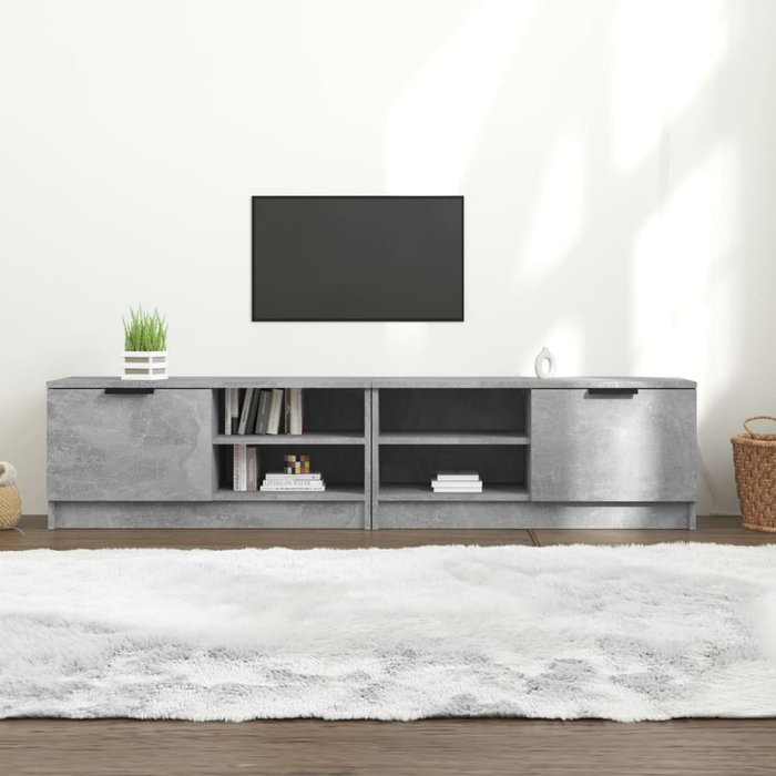 Mueble tv 2 piezas gris hormigón 80x35x36,5 cm madera contrachapada