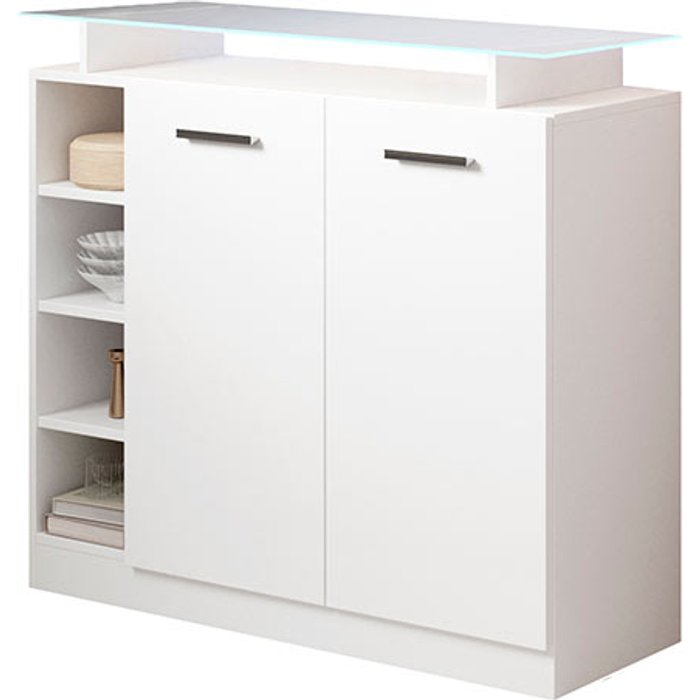 Recibidor| luces led | 2 puertas | 87x97x34cm | consola | modelo paola | blanco