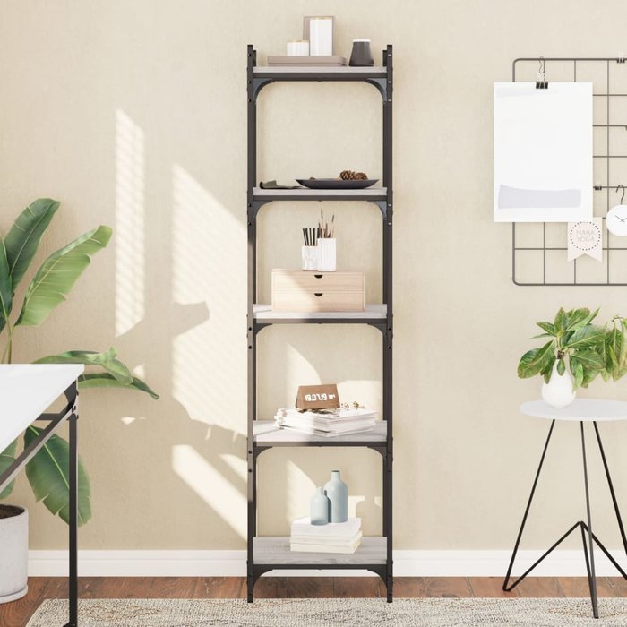 Librería con 5 niveles sonoma gris 40x30x154 cm