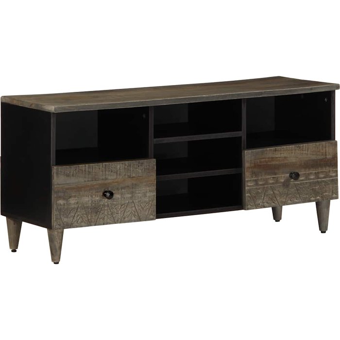 Mueble de tv madera maciza de mango negro 100x33x46 cm vidaxl