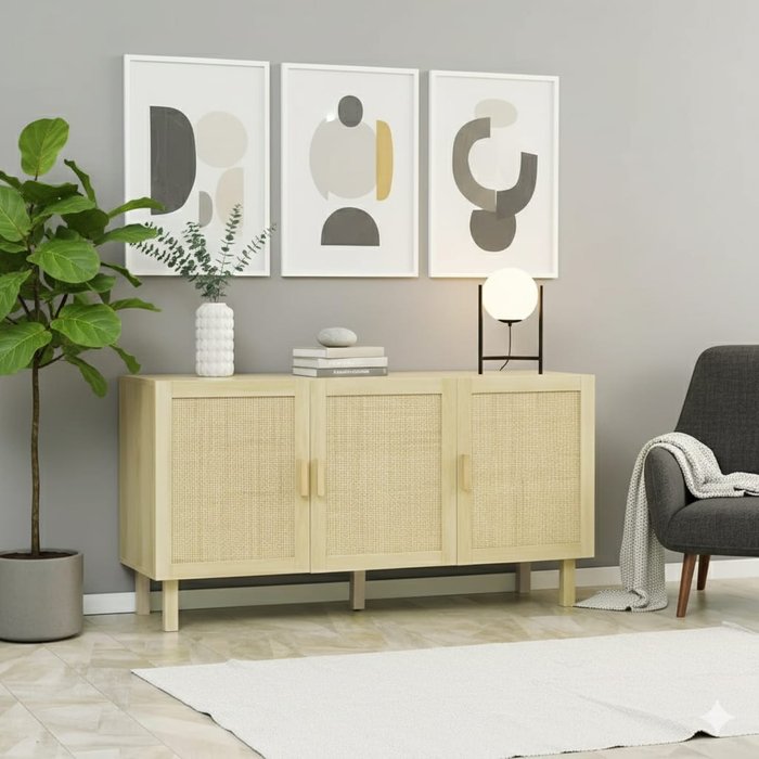 Essenza aparador boho puertas mimbre 136x41x70cm cannage natural