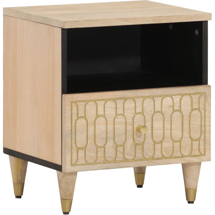 Mesitas de noche 2 piezas 40x33x46 cm madera maciza de mango