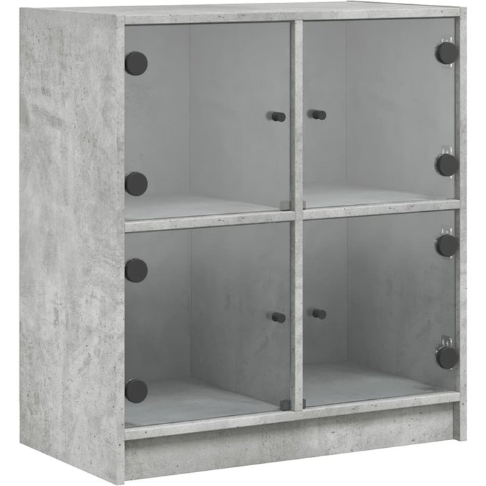 Armario auxiliar puertas de vidrio gris hormigón 68x37x75,5 cm - comfortxl