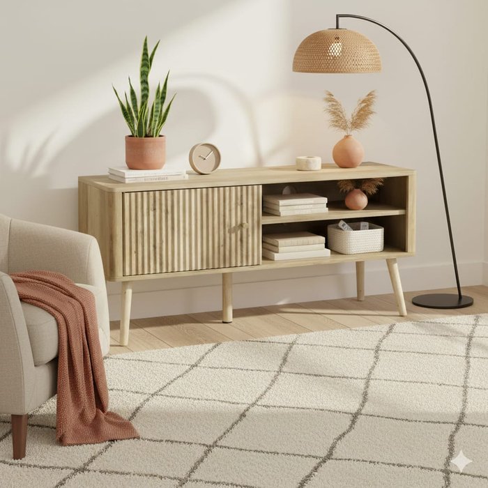 Mueble tv essenza 115cm roble - soporte hasta 55 con almacenaje