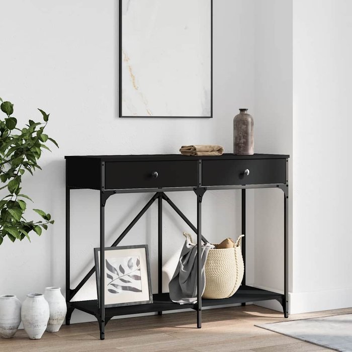 Mesa consola negra, 100x39x78,5 cm, madera de ingeniería.