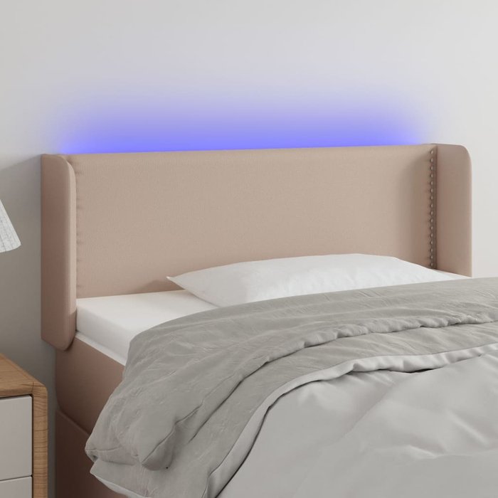Cabecero led cappuccino 83x16x78/88 cm piel sintética - comfortxl