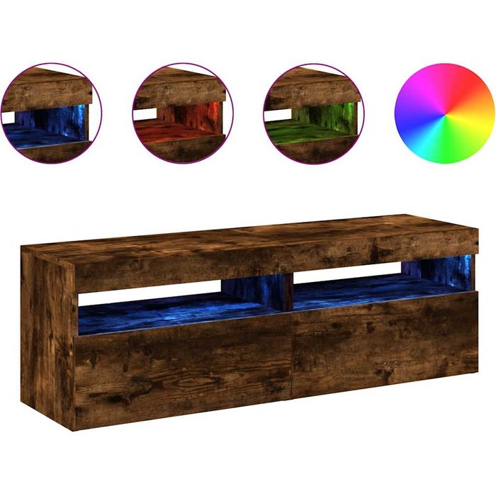 Muebles de tv con iluminación led 2 piezas roble ahumado 60x35x40 cm