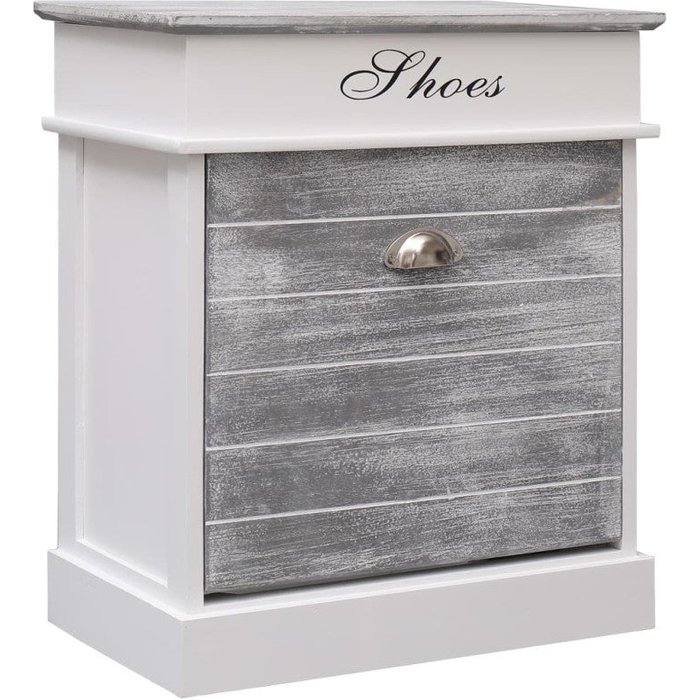 Mueble zapatero de madera de paulownia gris 50x28x58 cm v8499 unico / gris