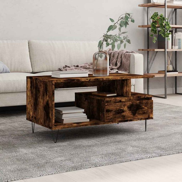 Maison exclusive - mesa de centro madera contrachapada roble ahumado 90x49x45 cm