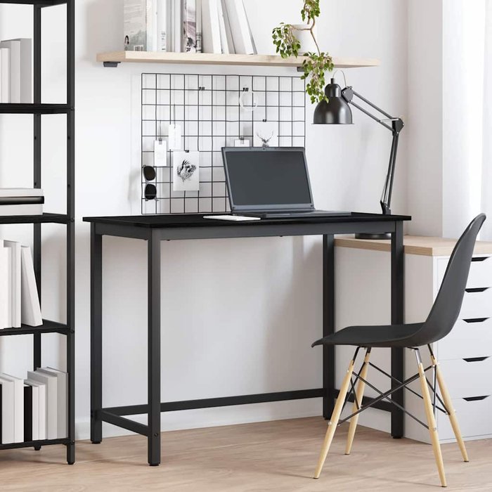 Mesa de roble negro, 80 x 50 x 76,5 cm, madera de ingeniería y acero.
