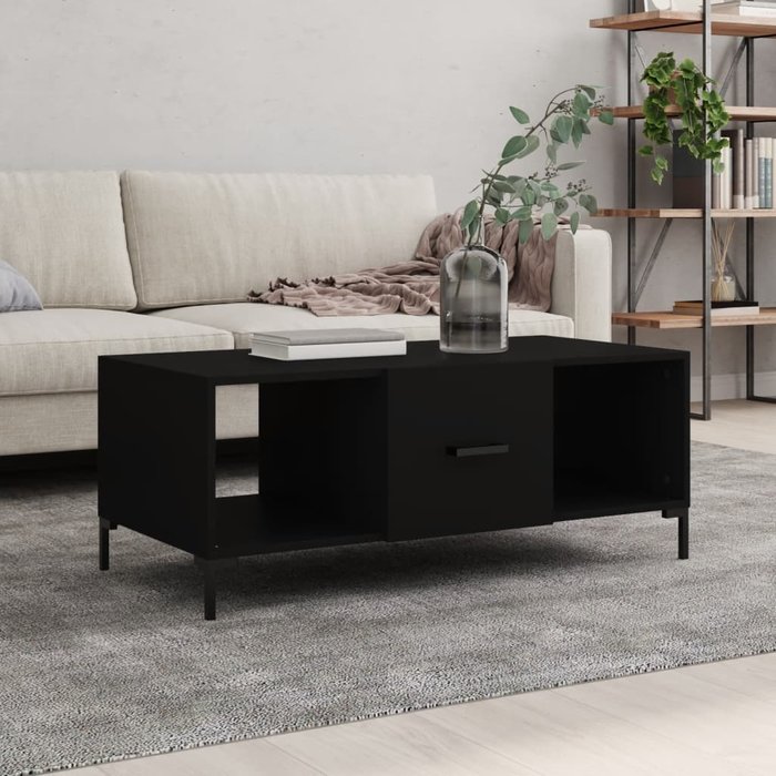 Mesa de centro madera contrachapada negro 102x50x40 cm vidaxl